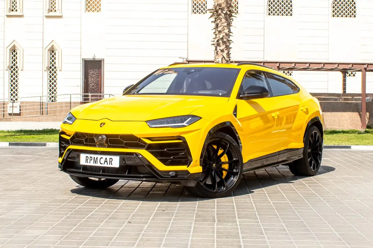 Rent a 2022 Lamborghini Urus Yellow in Dubai rental in Al Quoz 3, Dubai