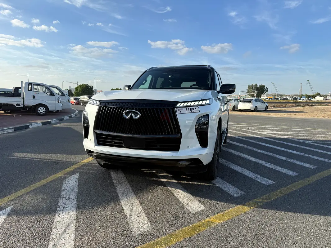 Rent a 2025 Infiniti QX80 in Al Quoz 4 rental in Al Quoz 4, Dubai