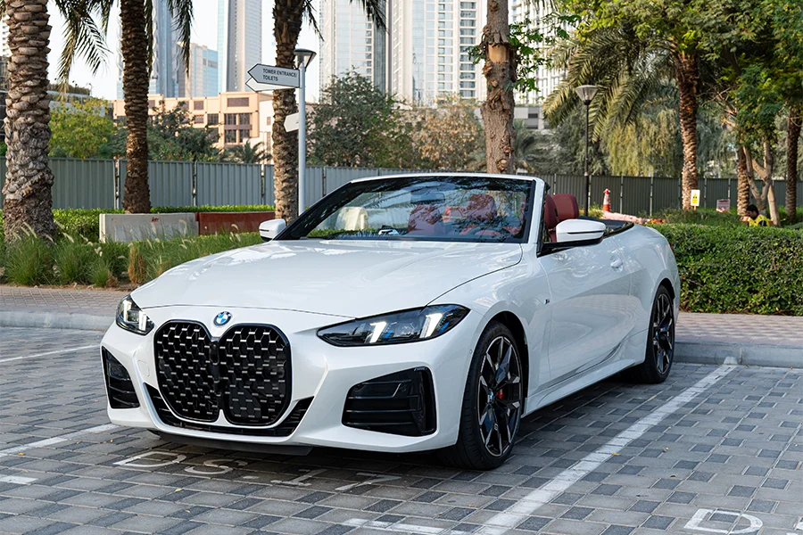 BMW 420i Convertible White Rental in Dubai