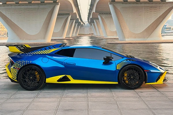 Rent a Lamborghini Huracan STO Blue in Dubai photo 2