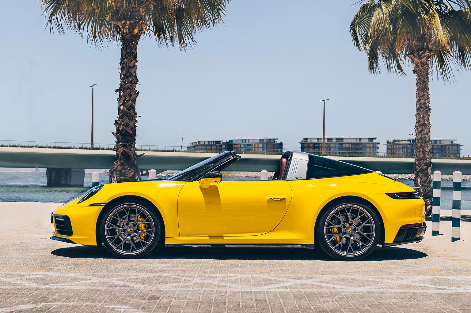 Porsche 911 Targa 4 Yellow Rental in Dubai photo 2