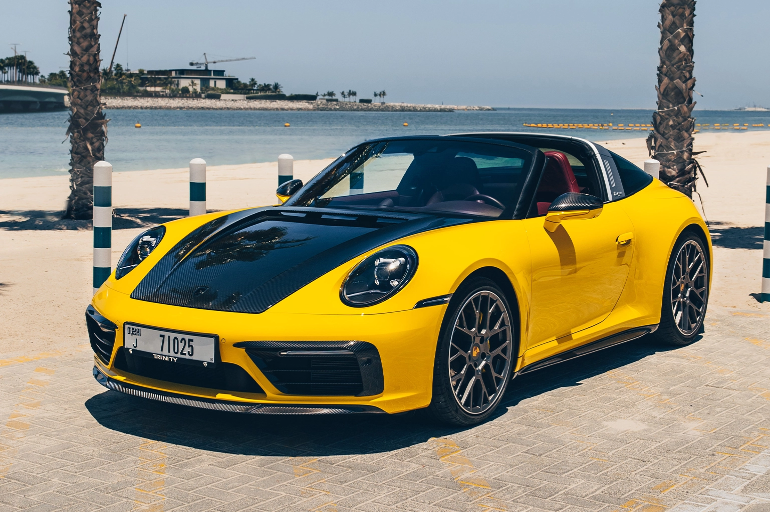 Porsche 911 Targa 4 Yellow Rental in Dubai photo 3