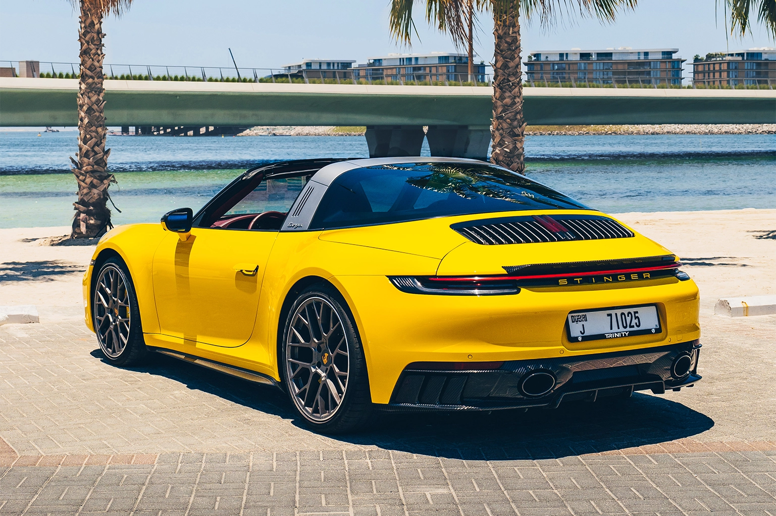 Porsche 911 Targa 4 Yellow Rental in Dubai photo 4