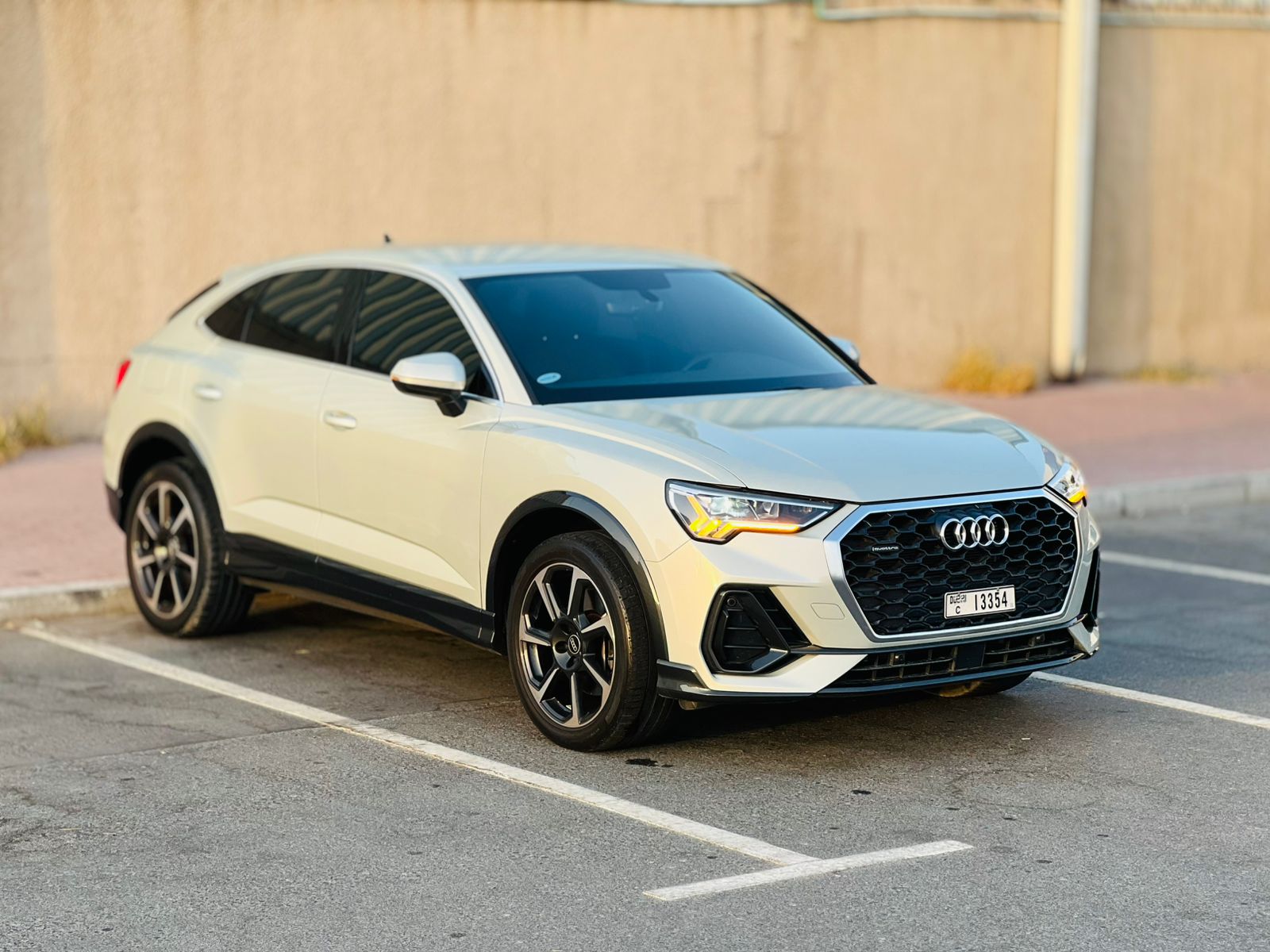 Hire 2022 Audi Q3 Silver in Dubai rental in Sheikh Zayed Road, Dubai