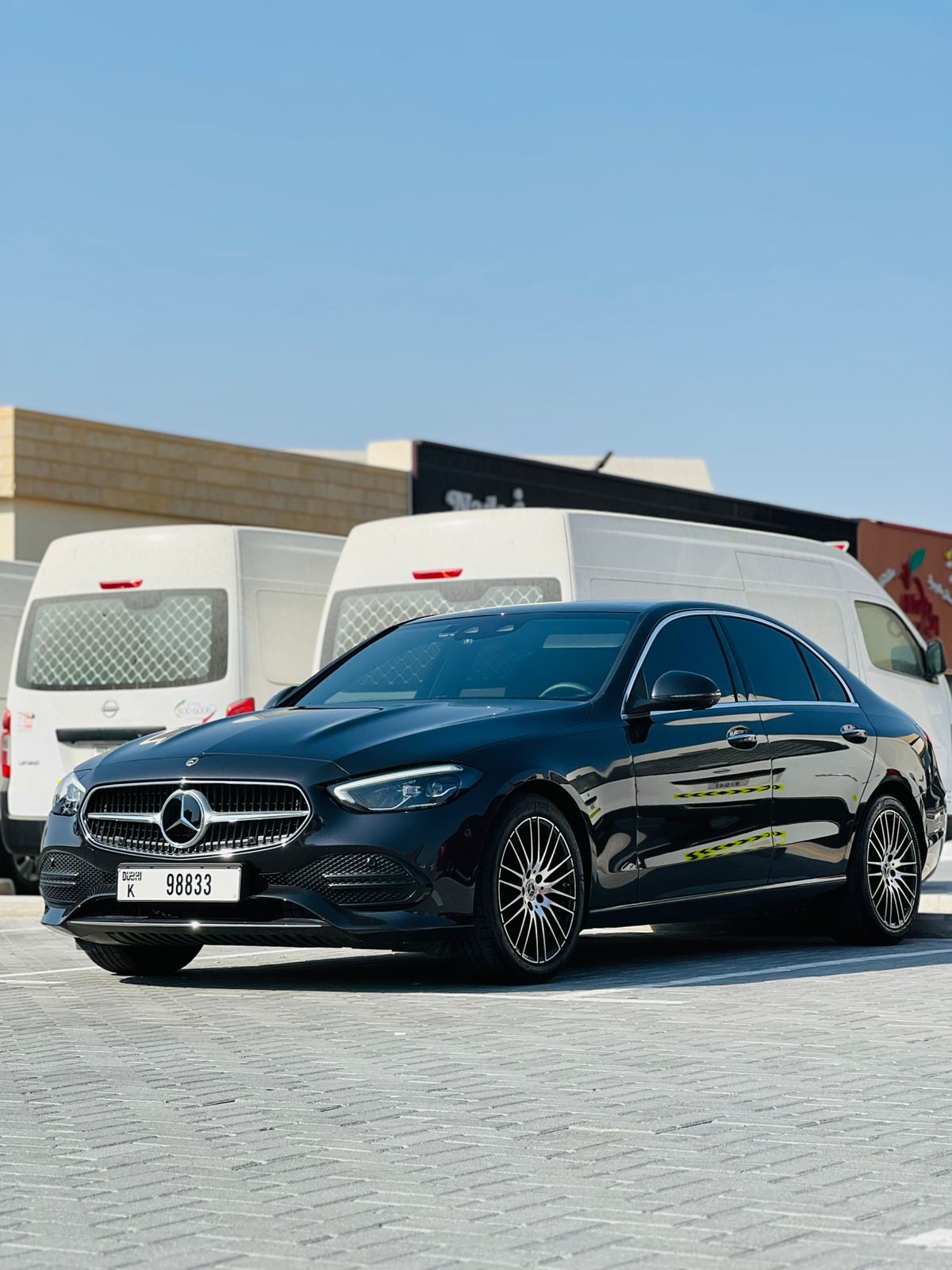 Rent a 2024 Mercedes-Benz C300 Black in Dubai rental in Sheikh Zayed Road, Dubai