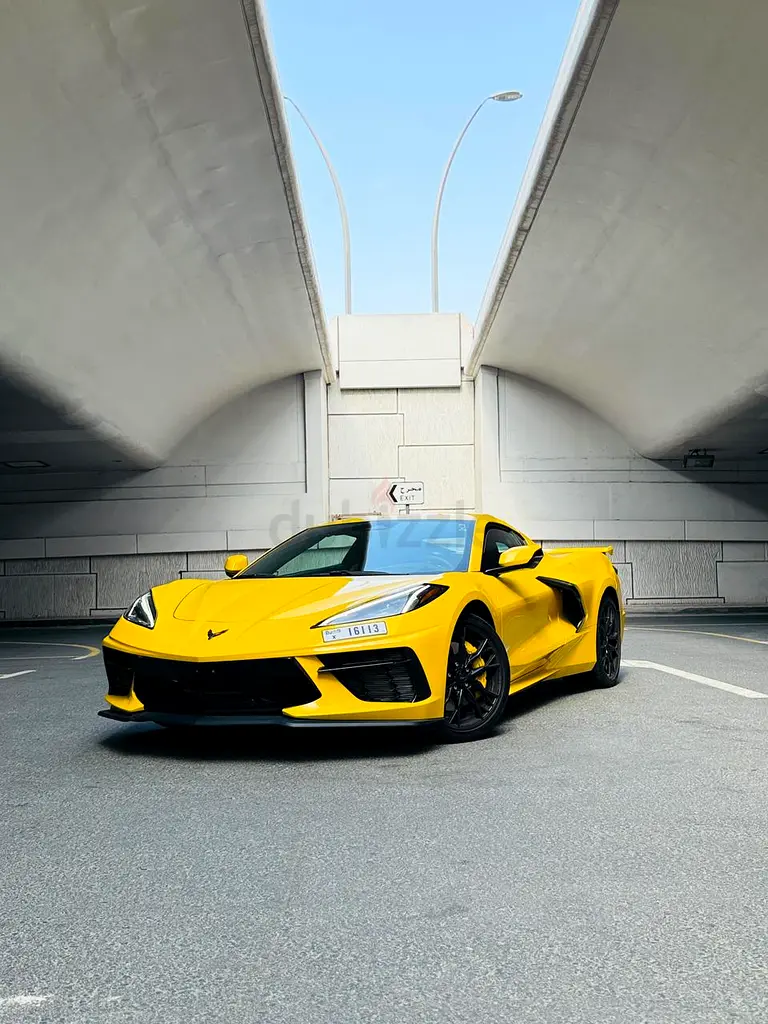 2025 Chevrolet Corvette for Rent in Business Bay (Yellow) rental in Business Bay, Dubai